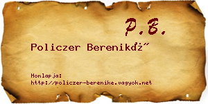 Policzer Bereniké névjegykártya
